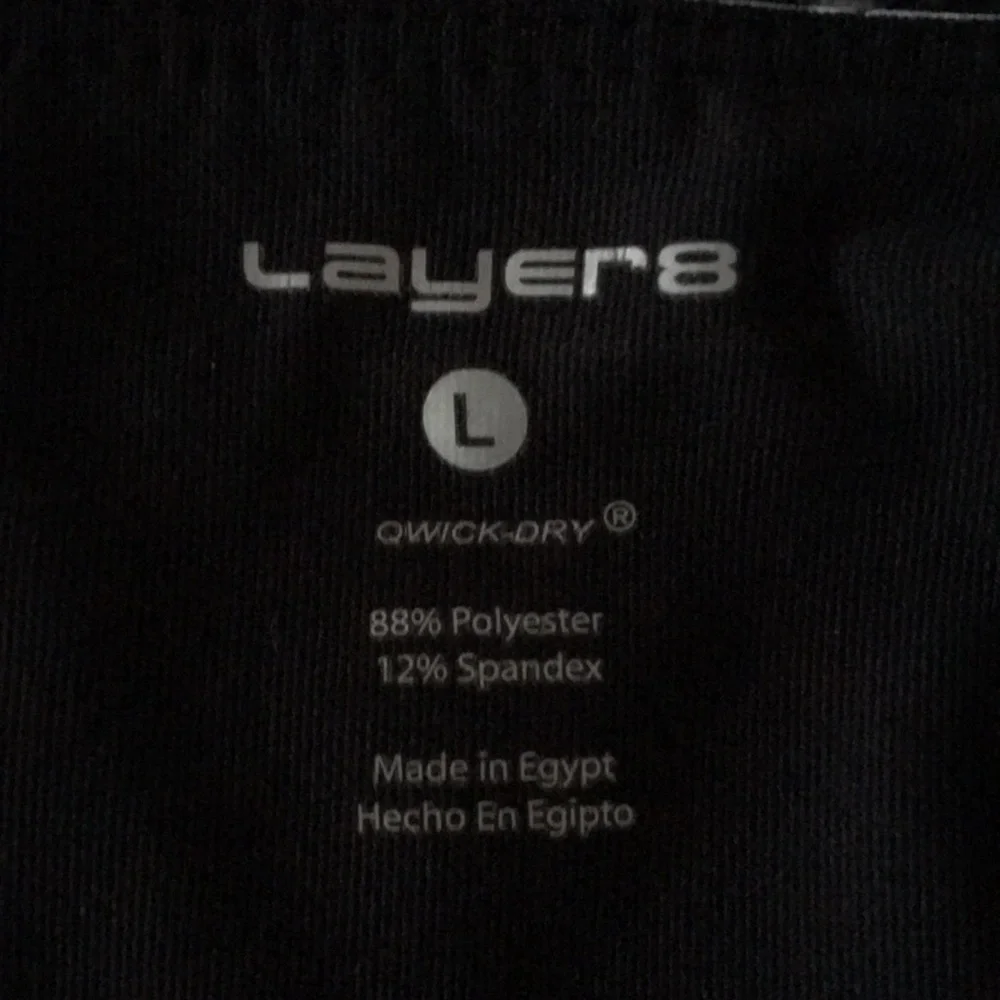 Layers Capri Leggings L Black/White w/Mesh Panel